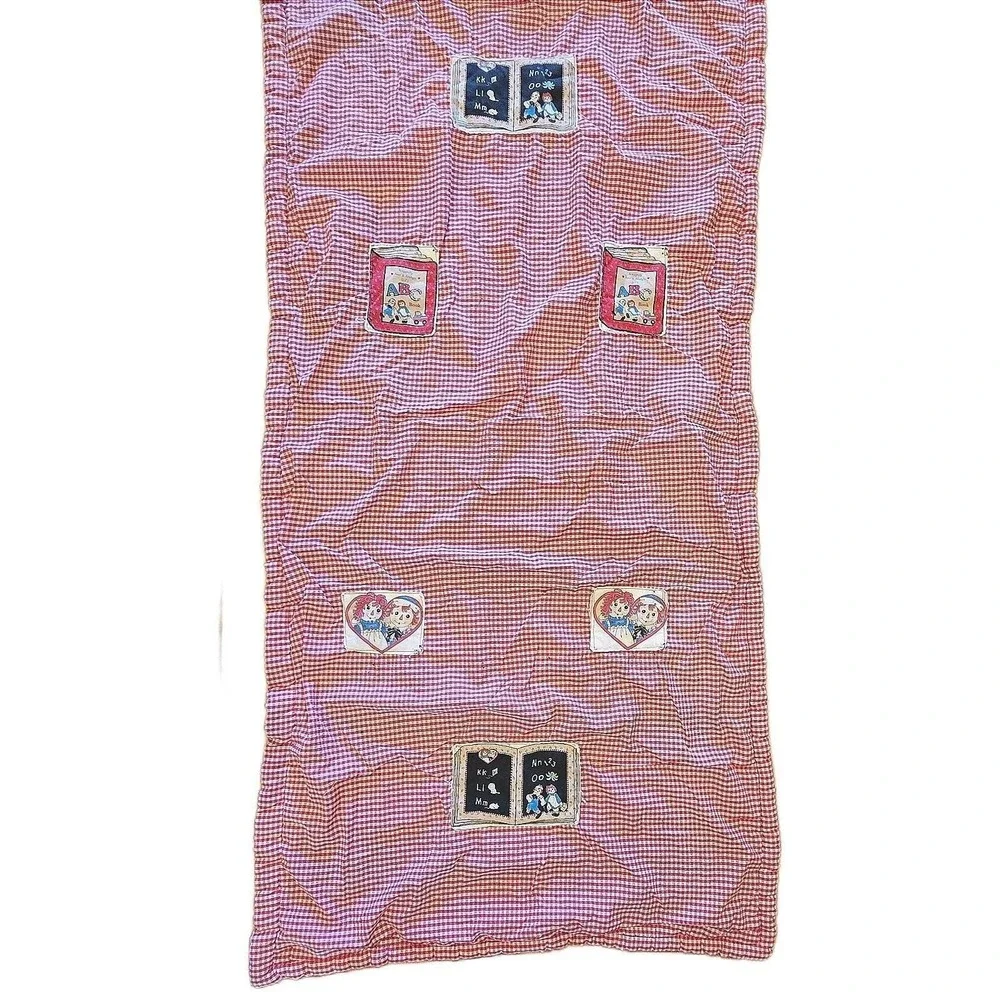 Vtg 90s Raggedy Ann Andy ABC Handmade Quilt‎ Large 33x66 Daisy Kingdom Fabric